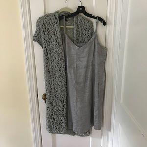 Eileen Fisher Sparkle Linen Dress and Crochet Sweater